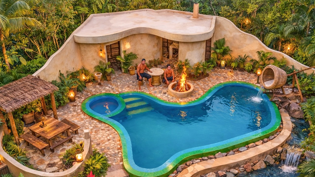 You Won’t Believe This Forest House With Swimming Pool Built by Hand