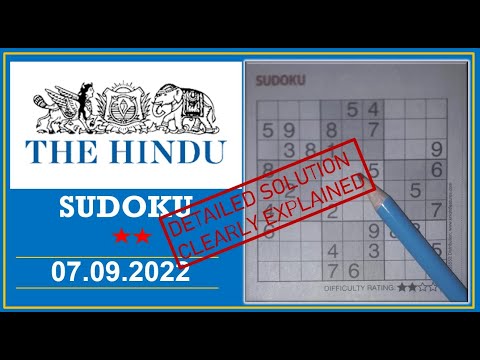 How to Solve 2 Star Hindu  Sudoku Sep 07,  2022 -  Step By Step Solution