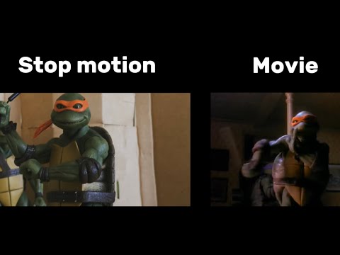TMNT movie nunchucks scene vs stop motion comparison
