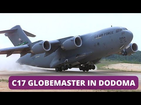 US Airforce C17 Globemaster Taking off at Dodoma Airport Tanzania