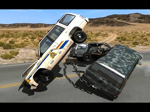 CHAINED CAR CRASHES!! - BeamNG Drive