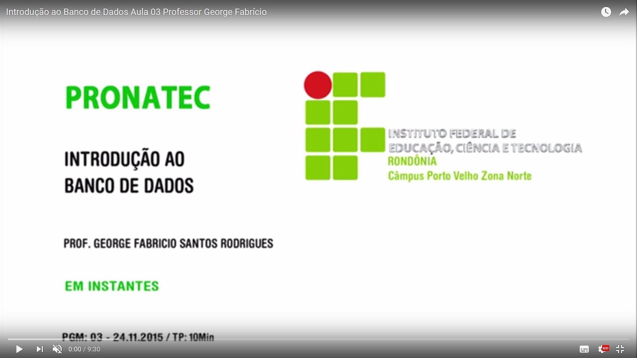 Introdução ao Banco de Dados Aula 01