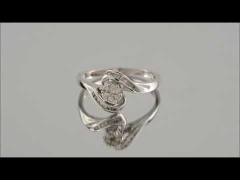 9ct White Gold 1/4ct Diamond Crossover Cluster Ring - D6670