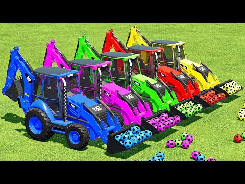 LOAD & TRANSPORT SOCCER BALLS WITH CAT LOADERS - Farming Simulator 22