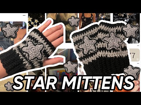 ☆ Star mittens crochet tutorial ☆🌟♥ 🌚