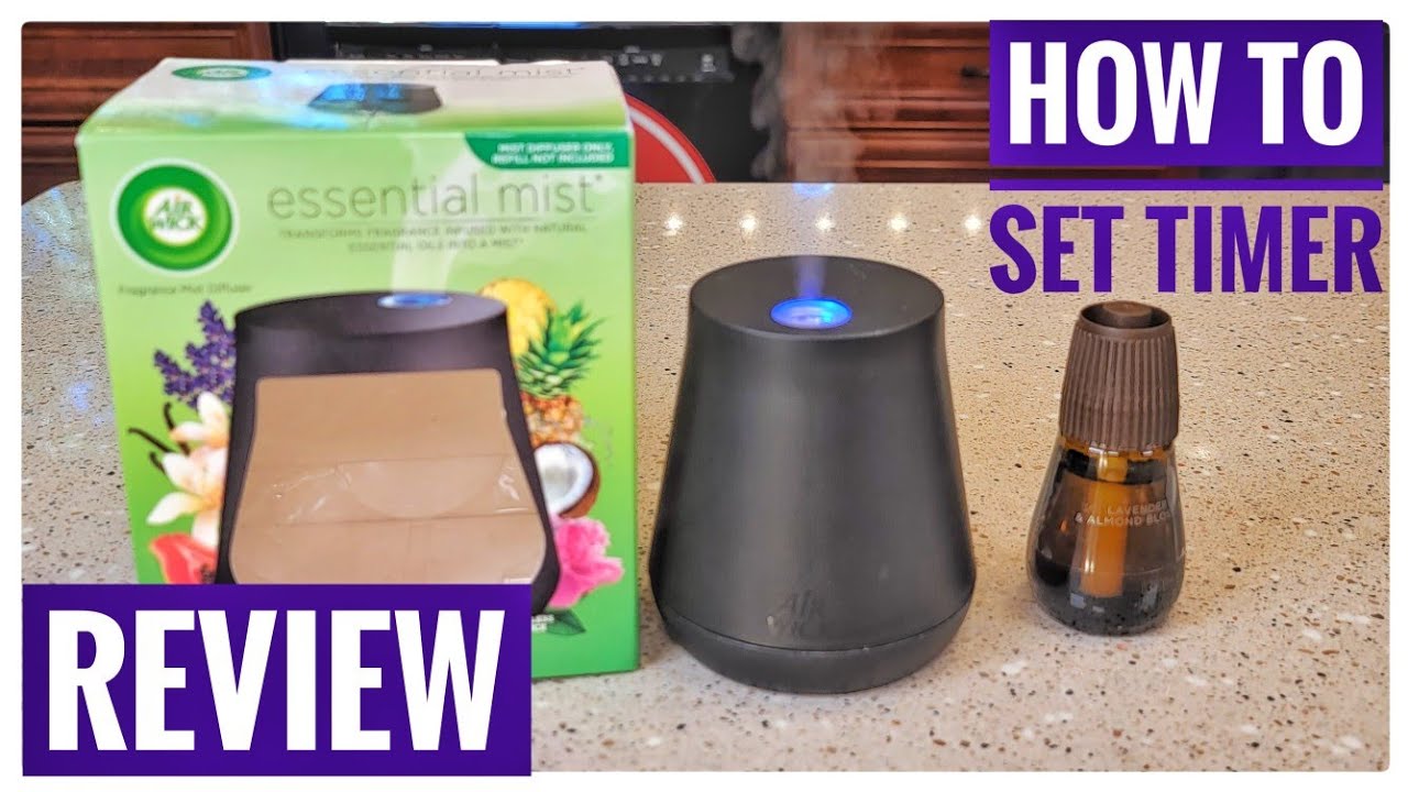 How To Setup Air Wick Essential Oil Mist Diffuser.   How To Install Batteries & Set Timer- REVIEW