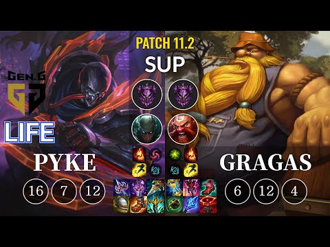 GEN Life Pyke vs Gragas Sup - KR Patch 11.2