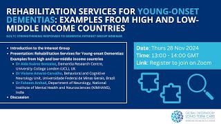 Rehabilitation Services for Young-onset Dementias: Examples from high and low-middle income countries