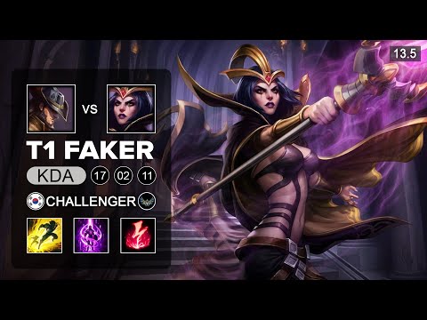 T1 Faker LeBLanc vs Twisted Fate Mid  - KR Challenger - Patch 13.5 Season 13