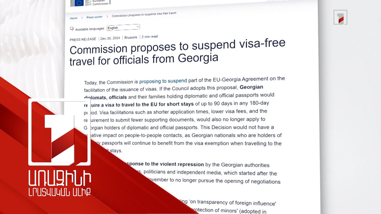 Վրաստանի պաշտոնյաների համար ԵՄ առանց մուտքի արտոնագրերի ռեժիմը կարող է դադարեցվել