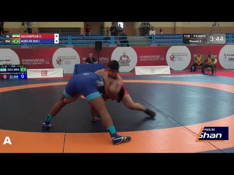Round 3 FS - 92 kg: H. ASGHARPOUR (IRI) v. I. ALVES DE QUE (BRA)