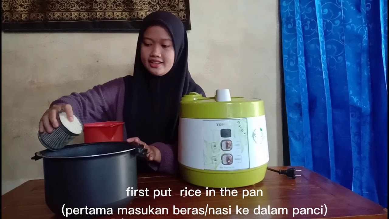 Procedure text how to cook rice in a rice cooker