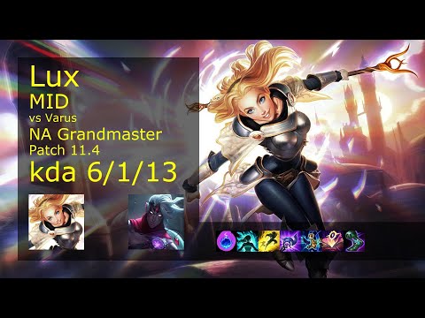 Lux vs Varus Mid - NA Grandmaster 6/1/13 Patch 11.4 Gameplay