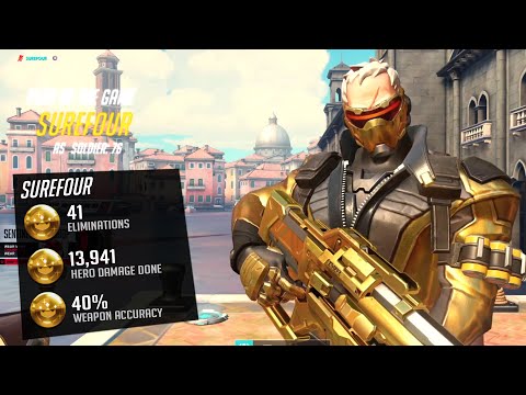 Surefour Insane Soldier 76 - 41 elims! POTG! [ Overwatch Season 30 Top 500 ]