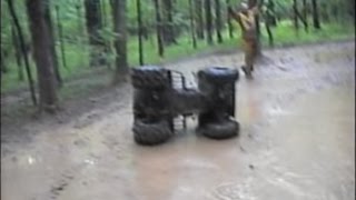 preview picture of video 'Lots of Sloppy 4 Wheeler Mudding and My Roll Over! LOL!'