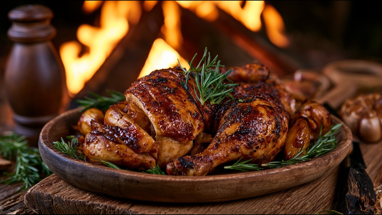 SERBIAN STUFFED CHICKEN Over Fire! 🍗🇷🇸 Primitive Cooking