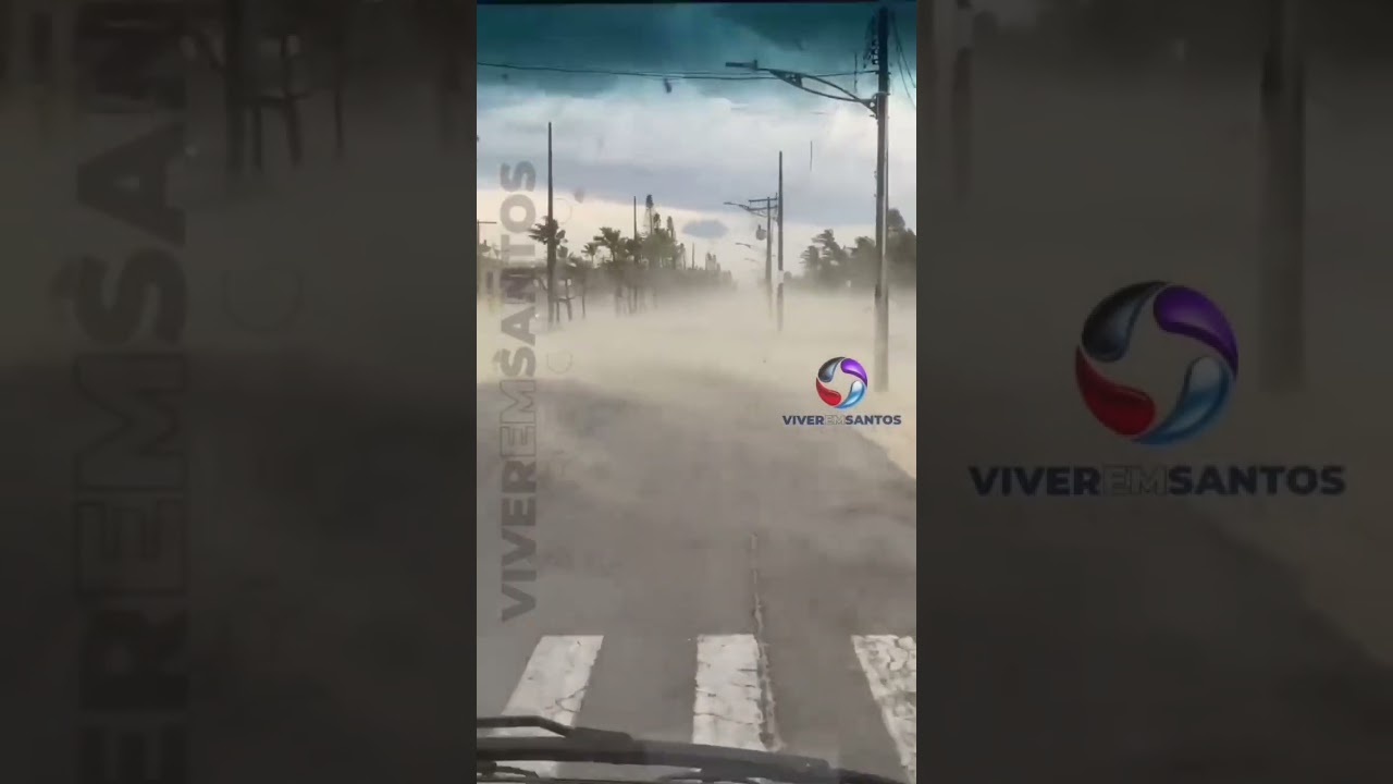 Ventania provoca tempestade de areia e assusta moradores de Peruíbe.