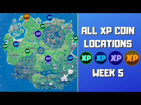 All XP Coins Locations in Fortnite Season 4 Chapter 2 Week 5! (Green, Blue, Purple, and Gold)