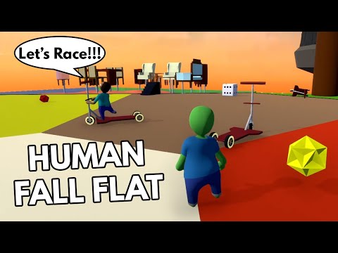 Vlogs4FUN - MINECRAFT STEVE AND ZOMBIE RACING WITH SCOOTERS in HUMAN FALL FLAT
