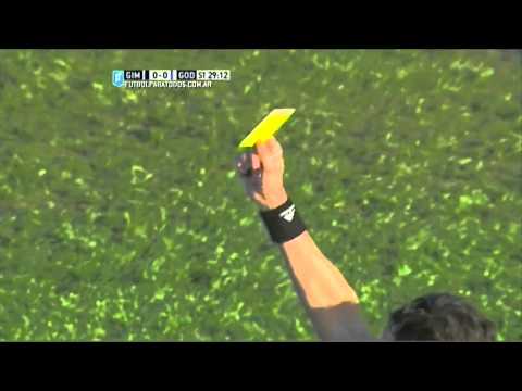 Jerez Silva se fue expulsado. Gimnasia LP 0 - Godoy Cruz 0. Fecha 17. Primera División 2015. FPT.