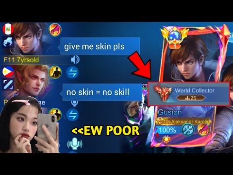 GUSION "NO SKIN" BUT WORLD COLLECTOR PRANK!!😂 SHE THINK IM POOR 💀