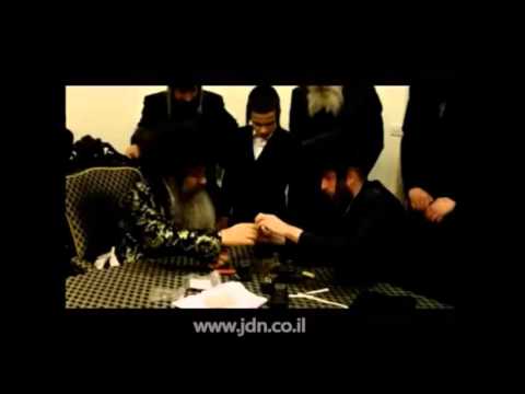 Nadvorna Elad Rebbe Putting Parshios In Tefillin For His Son - Kislev 5776