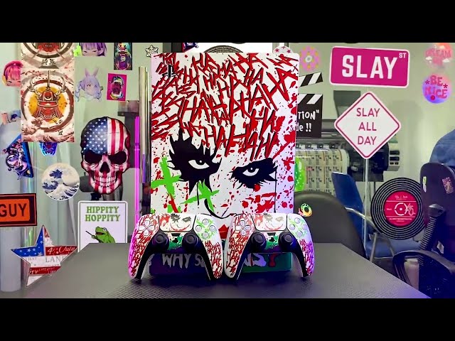 Vídeo relacionado con PlayVital Adhesivo Completo para ps5 Slim Digital Edición - Pegatina de Vinilo para Consola, Mando, Auriculares, Estación de Carga y Control Remoto, Protector Duradero (Clown Hahaha)