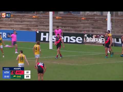 Rd 12 SANFL Snapshot - West's Jono Beech takes a high mark and goals