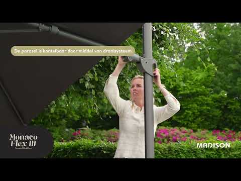 Madison Zweefparasol Monaco flex III 300x300cm grey | Boender Outdoor