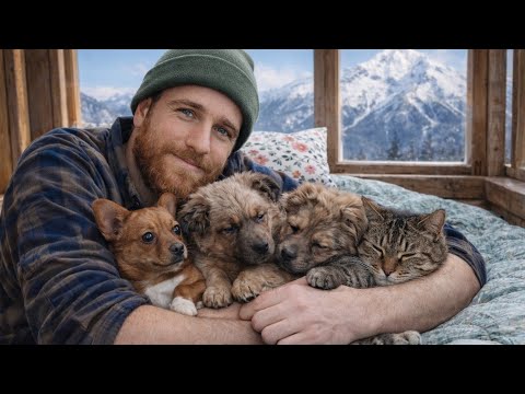 A Simple Life of a Mountain Man, Happy with His Animal Family.