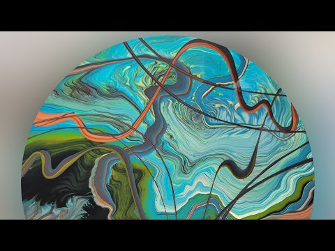 (339) ACRYLIC POURING with READY MIXED PAINTS - RING and RIBBON - "Space Worms!"