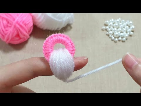 Super Easy Woolen Flower Making with Fingers - Hand Embroidery Design Trick - Amazing Sewing Hack