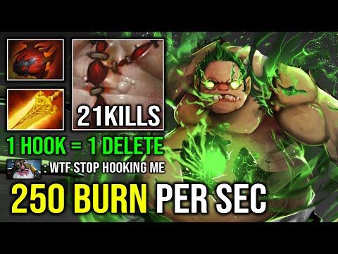 How to Safelane Carry Pudge 250 Burn Per Sec 1v5 Max Heap Magnet 1 Hook = 1 Delete Dota 2