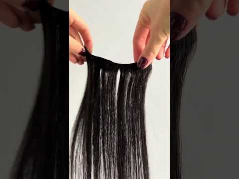 Натуральне волосся на заколках 38 см, 7 пасм, 70 грам, чорно-коричневе (№1B) video