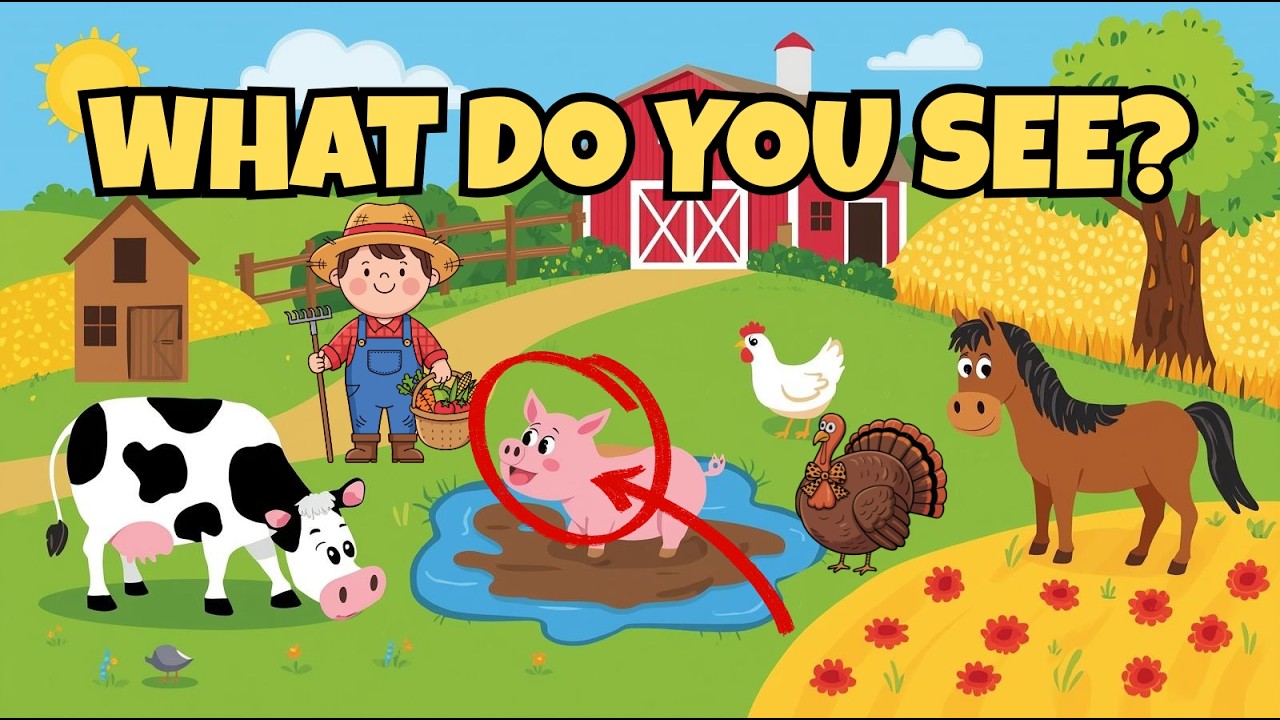 Farm Animals | Picture Description for Kids | Easy English Sentences