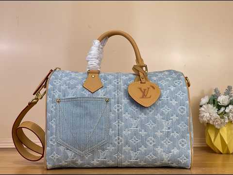 Louis Vuitton–Style Speedy Bandoulière 30 M2A209 Blue Denim Bag
