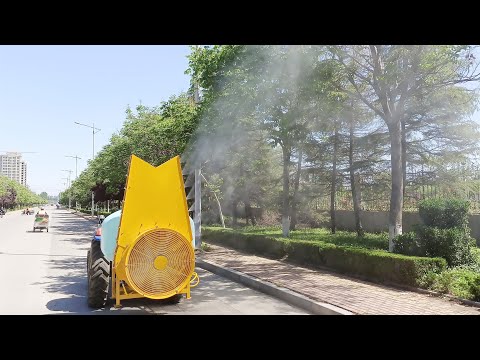 tractor mounted garden air blast power sprayer with tower.