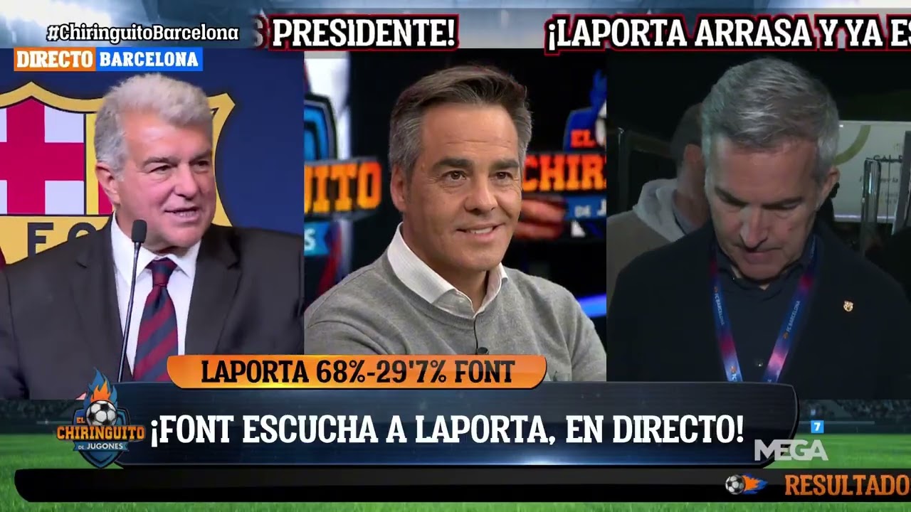 🎙️🙌 DISCURSO DE LAPORTA TRAS GANAR LAS ELECCIONES... ¡Y LA CARA DE FONT!