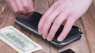 Гаманець чоловічий із натуральної гладкої шкіри на блискавці ST Leather 19410 чорний