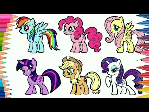 Belajar Menggambar kuda poni dan Mewarnai gambar little pony