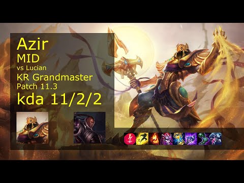 Azir Mid vs Lucian - KR Grandmaster 11/2/2 Patch 11.3 Gameplay // [롤] 아지르 vs 비에고 미드