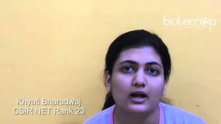 khyati bhardwaj Qualifies CSIR NET & Reviews BioTecNika's CSIR NET Coaching