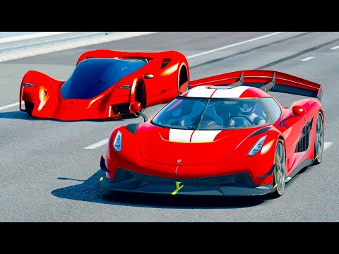 Koenigsegg Jesko vs Ferrari Marte 2050 Concept - Drag Race 20 KM