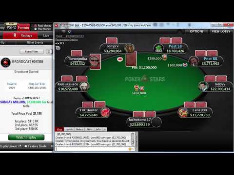 Replay |"FeaNoR4eG" vs "lena900" Final table PokerStars $109 SUNDAY MILLION, $1M Gtd on Oct 27, 2019