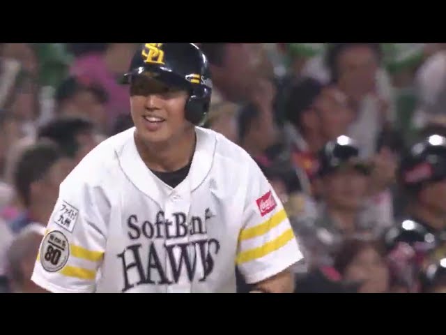 【5回裏】ホークス・市川 移籍後初タイムリーは3ベースヒット!! 2018/5/22 H-L