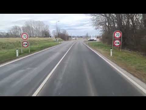 Truck driving Cabin view, Driving in Austria, B63a - B63, Oberwart - Grosspetersdorf