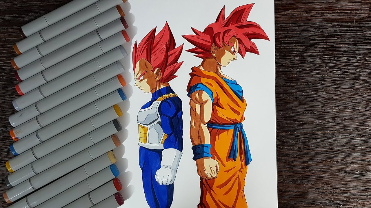 Drawing Goku And Vegeta Super Saiyan God Zayne King Art