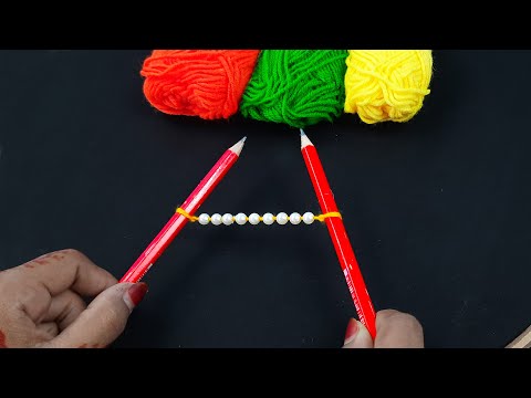 It's so Cute ❤️🌟 Super Easy Woolen Flower Craft Idea with Pencil - Hand Embroidery Amazing Flowers