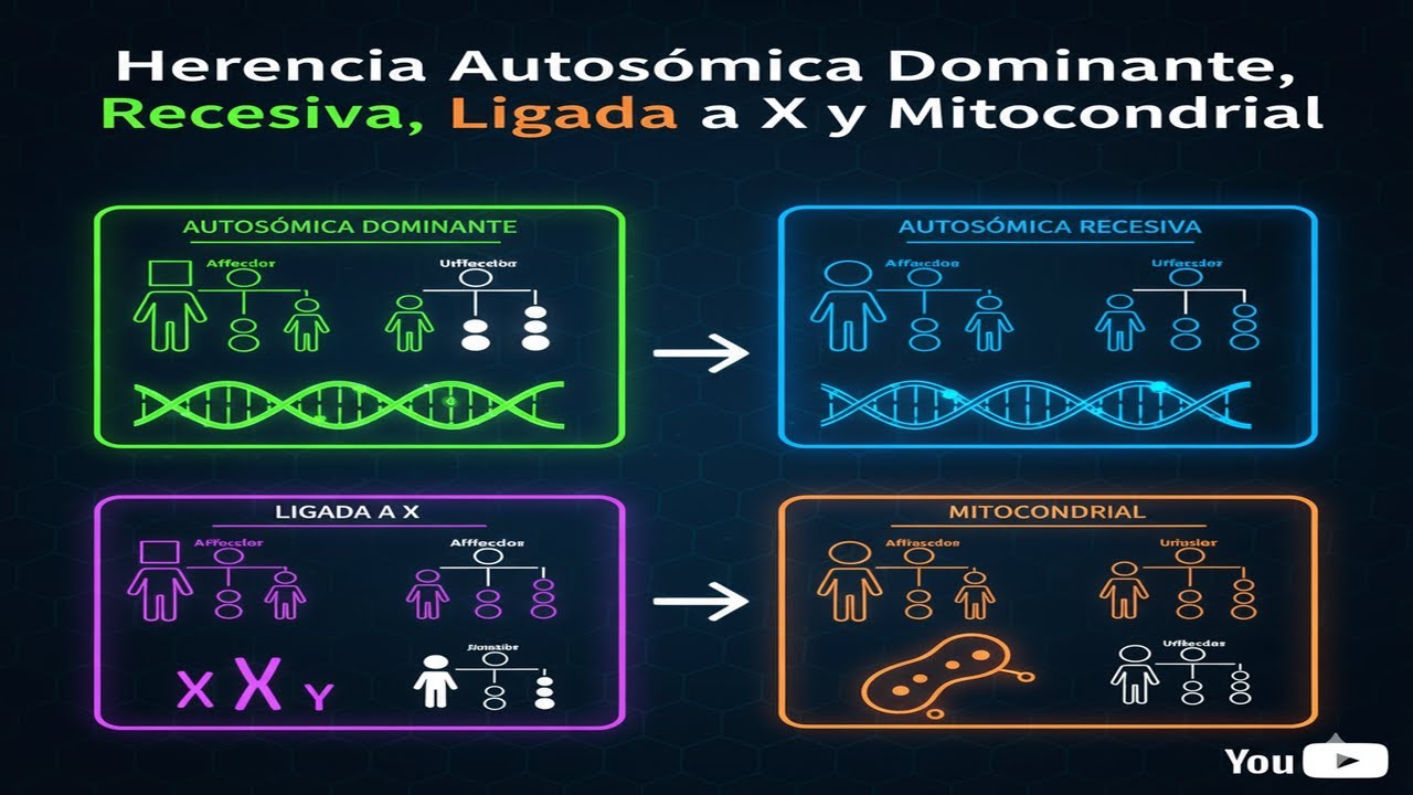 Herencia Autosómica Dominante, Recesiva, Ligada a X y Mitocondrial