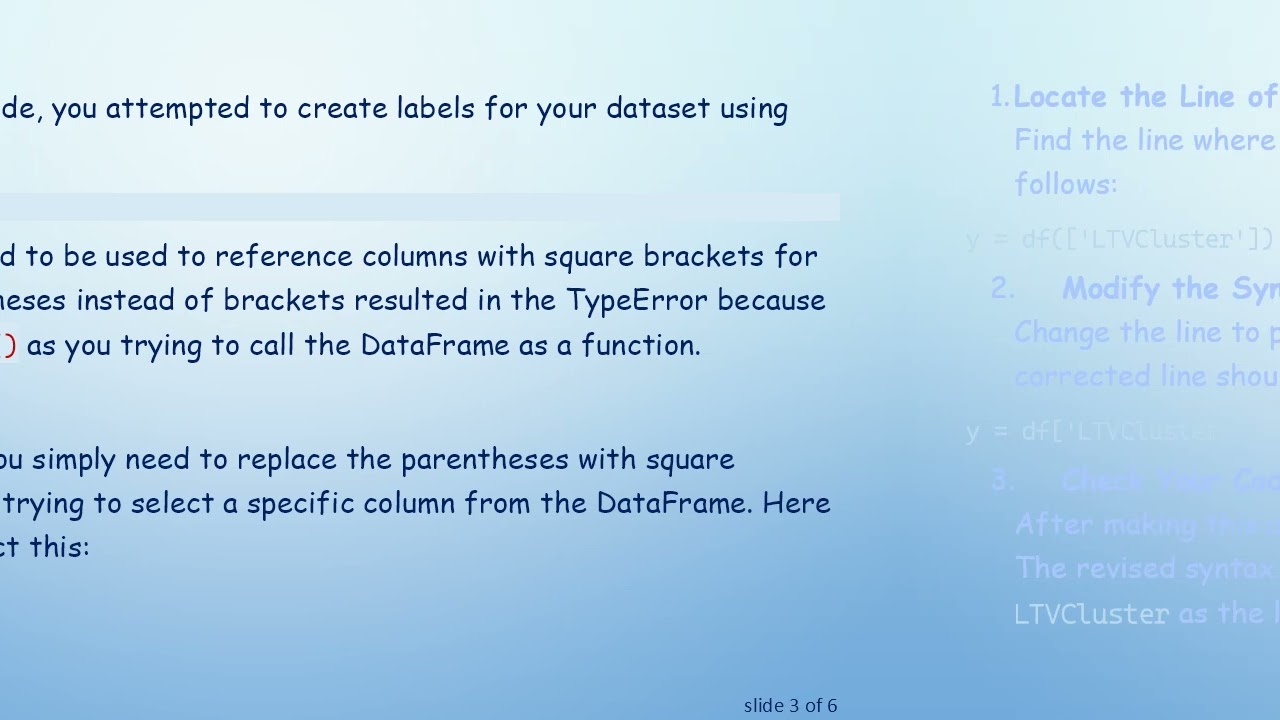 Resolving the TypeError: 'DataFrame' object is not callable Error in Streamlit with Pandas